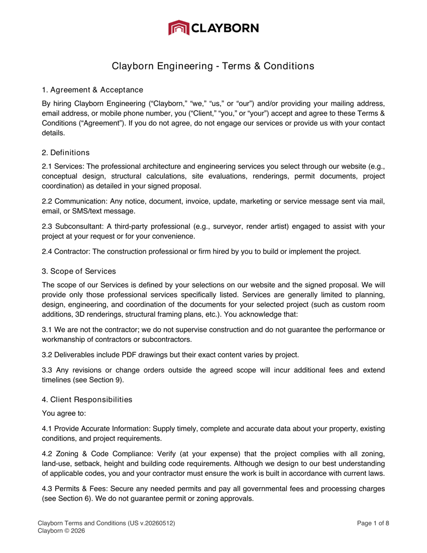Terms of Use and Privacy Policy — page 1 of 8